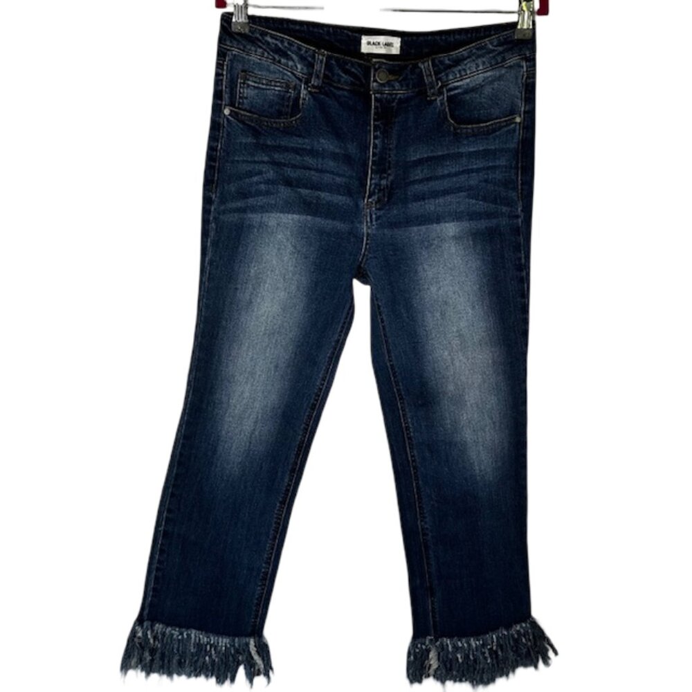 Black Label Ladies 5 Pocket Denim Jeans w/ Frayed Hem Size 13
